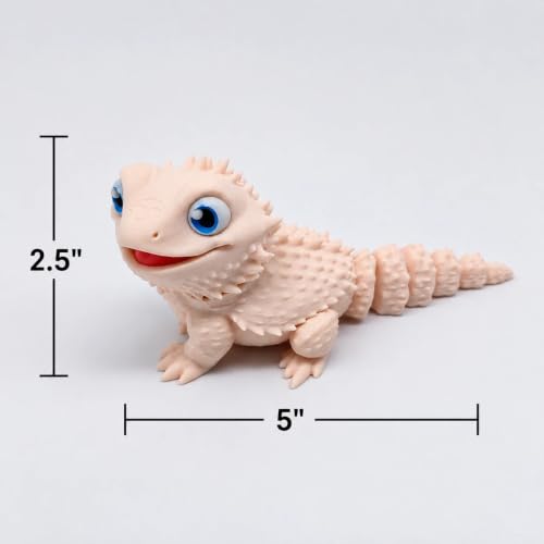 Toypetals 3D Printed Realistic Baby Bearded Dragon, Articulating Limbs Lizard, Movable Tail and Body, Collectible 5" Long, Reptile Figure Toy