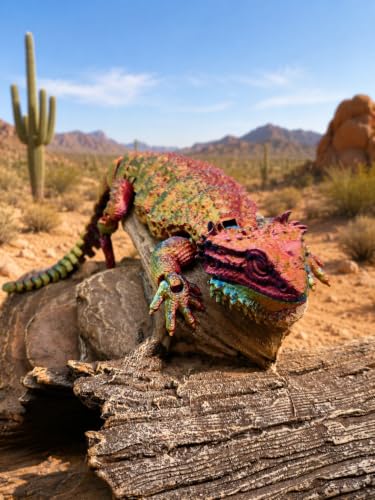 Toypetals 3D Printed Realistic Bearded Dragon, Articulating Limbs, Movable Tail and Body, Moving Jaw, Collectible Reptile Model, 9.5" Long Toy