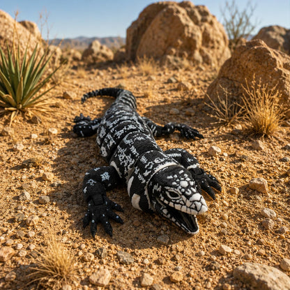 Toypetals 3D Printed Realistic Tegu Lizard, Articulating Limbs, Movable Tail and Body, Moving Jaw, Collectible Reptile Model, 11.5" Long Toy
