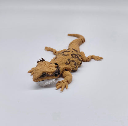 Toypetals 3D Printed Realistic Bearded Dragon (Gold), Articulating Limbs, Movable Tail and Body, Moving Jaw, Collectible Reptile Model, 9.5" Long Animal Toy