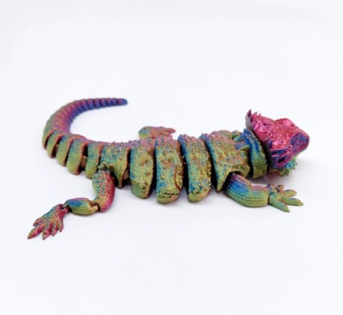 Toypetals 3D Printed Realistic Bearded Dragon, Articulating Limbs, Movable Tail and Body, Moving Jaw, Collectible Reptile Model, 9.5" Long Toy