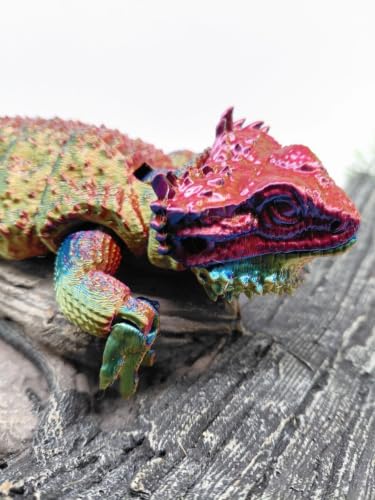 Toypetals 3D Printed Realistic Bearded Dragon, Articulating Limbs, Movable Tail and Body, Moving Jaw, Collectible Reptile Model, 9.5" Long Toy