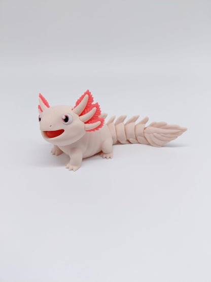 Toypetals 3D Printed Baby Axolotl, Articulating Limbs Lizard, Movable Tail and Body, Collectible Reptile Model, 5" Long, Reptile Figure Toy