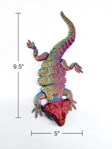 Toypetals 3D Printed Realistic Bearded Dragon, Articulating Limbs, Movable Tail and Body, Moving Jaw, Collectible Reptile Model, 9.5" Long Toy