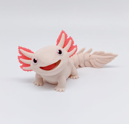 Toypetals 3D Printed Baby Axolotl, Articulating Limbs Lizard, Movable Tail and Body, Collectible Reptile Model, 5" Long, Reptile Figure Toy