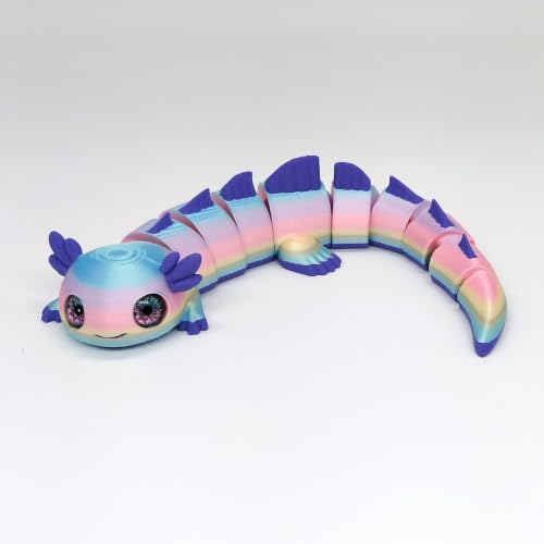 Toypetals Rainbow Articulated Axolotl 3D Printed Fidget