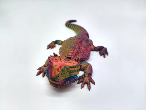 Toypetals 3D Printed Realistic Bearded Dragon, Articulating Limbs, Movable Tail and Body, Moving Jaw, Collectible Reptile Model, 9.5" Long Toy