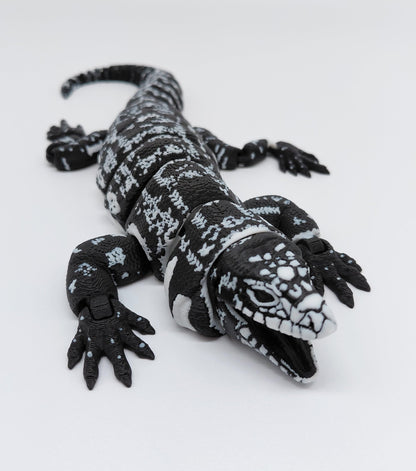 Toypetals 3D Printed Realistic Tegu Lizard, Articulating Limbs, Movable Tail and Body, Moving Jaw, Collectible Reptile Model, 11.5" Long Toy