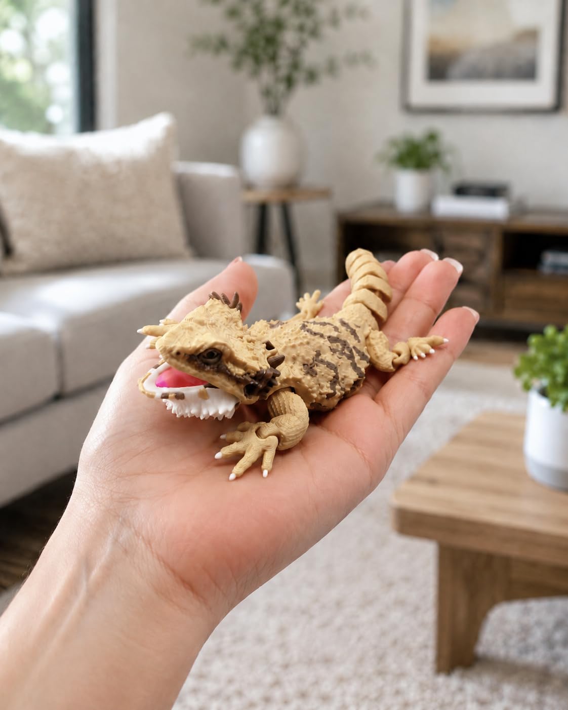 Toypetals 3D Printed Realistic Bearded Dragon (Gold), Articulating Limbs, Movable Tail and Body, Moving Jaw, Collectible Reptile Model, 9.5" Long Animal Toy