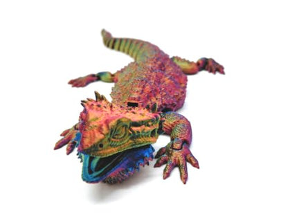 Toypetals 3D Printed Realistic Bearded Dragon, Articulating Limbs, Movable Tail and Body, Moving Jaw, Collectible Reptile Model, 9.5" Long Toy