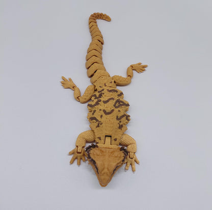 Toypetals 3D Printed Realistic Bearded Dragon (Gold), Articulating Limbs, Movable Tail and Body, Moving Jaw, Collectible Reptile Model, 9.5" Long Animal Toy