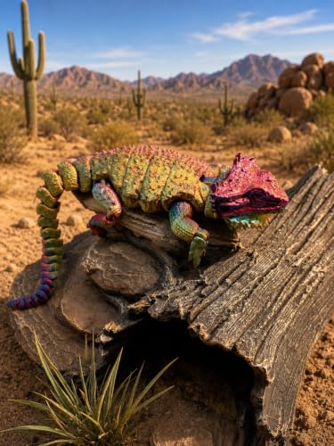 Toypetals 3D Printed Realistic Bearded Dragon, Articulating Limbs, Movable Tail and Body, Moving Jaw, Collectible Reptile Model, 9.5" Long Toy