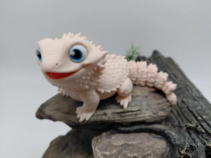 Toypetals 3D Printed Realistic Baby Bearded Dragon, Articulating Limbs Lizard, Movable Tail and Body, Collectible 5" Long, Reptile Figure Toy